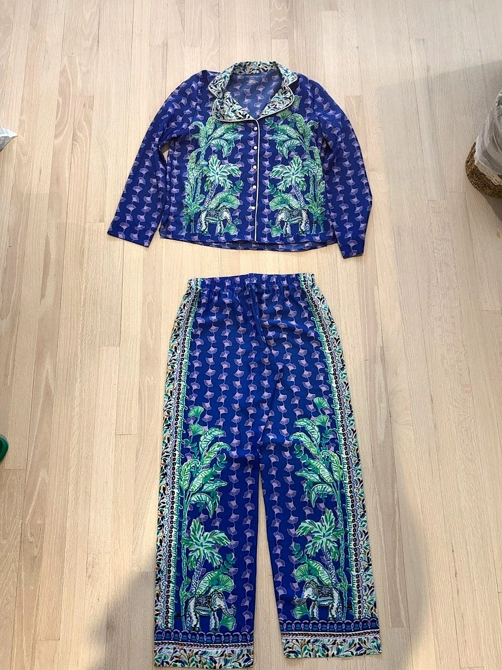 Lilly Pulitzer Fan Favorite Woven Top and Pants Set Blue & Green